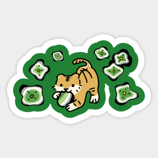 Aromantic Flag of Tiger Pride with Cute Flower Drop (LGBTQ+ Pride Month) Sticker